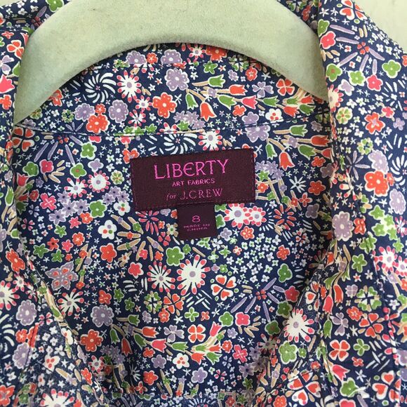 J Crew Liberty Art Fabrics Floral Perfect Shirt Women 8 Multicolor Cottage - Picture 5 of 13